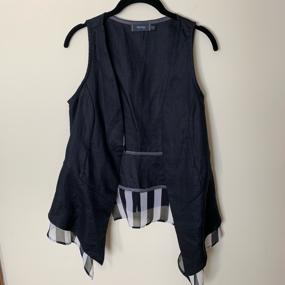 Myrine Pure Black Linen Vest Small - Picture 2 of 7
